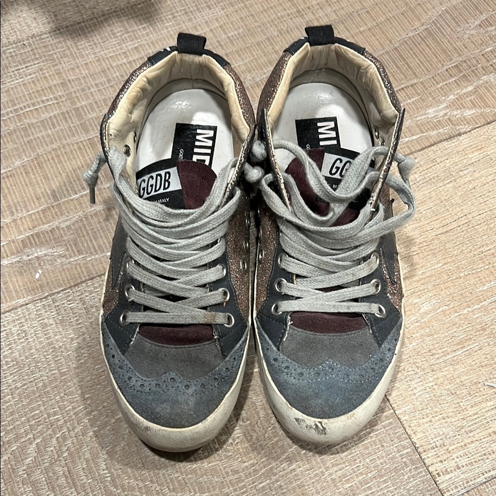Golden Goose Gray and Brown mid-Top Sneakers